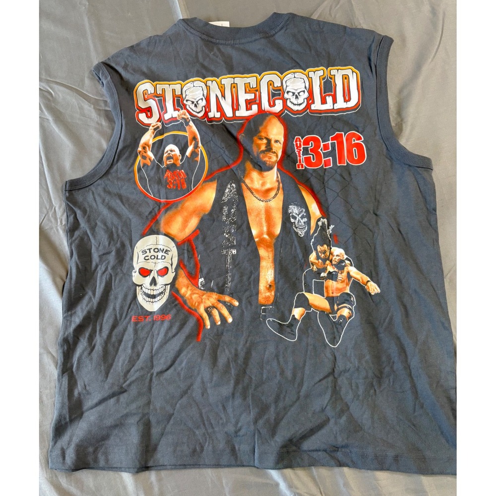 WWE Stone Cold Steve Austin 3:16 Mens Muscle Tank Top Gray Large NWT